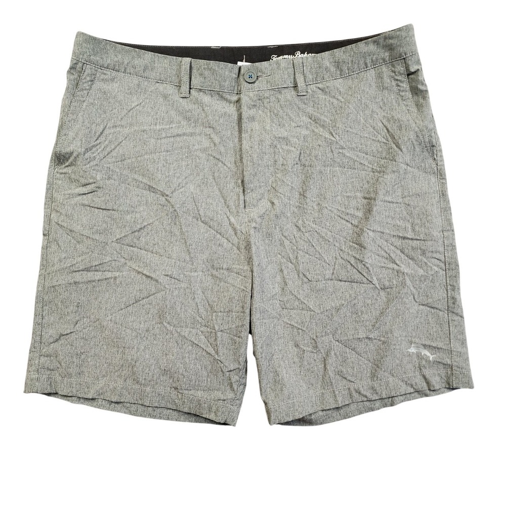 Tommy Bahama Chino Shorts Men's 38 Gray Flat Front Stretch Performance Vacation